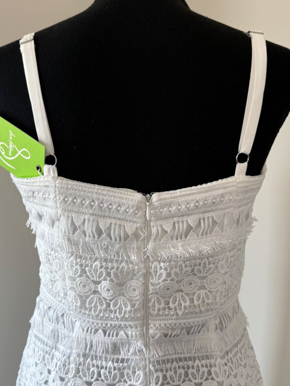 Sam Edelman White Lace Sheath Dress Size 6 NWT Crochet Fringe - Picture 3 of 5